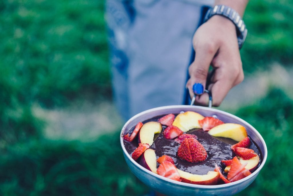 Dessert served in a non-stick pan.