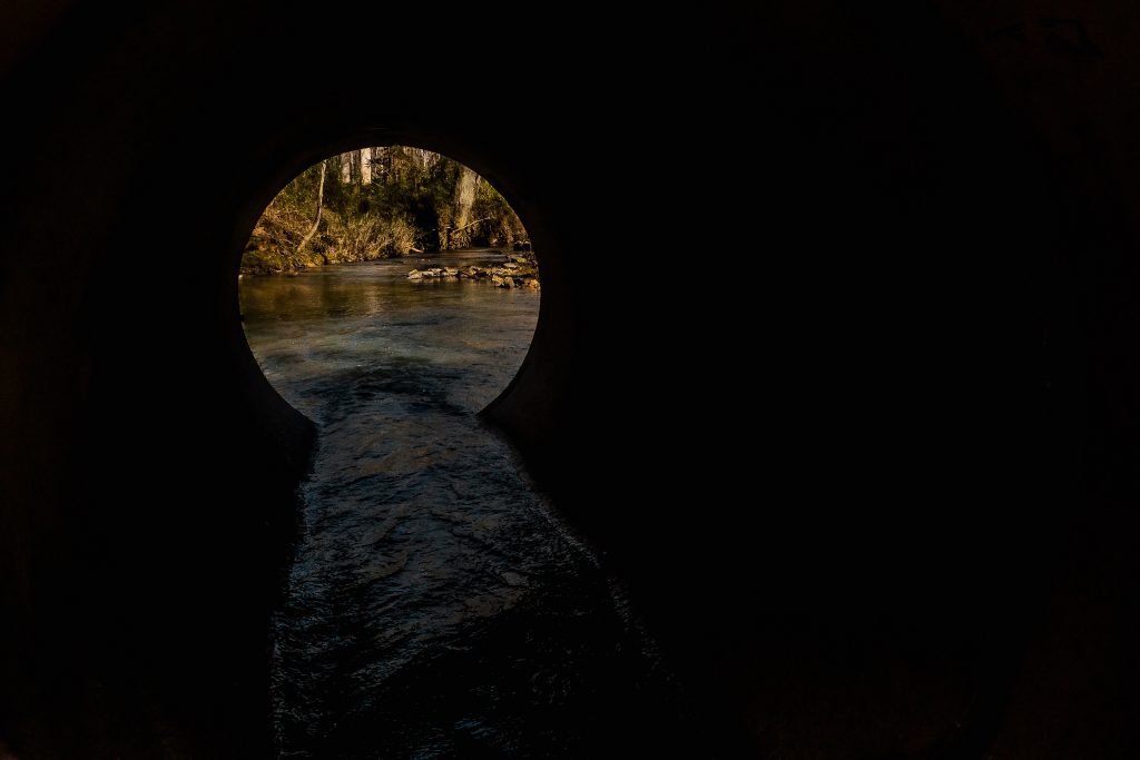 Runoff flowing into a stream.