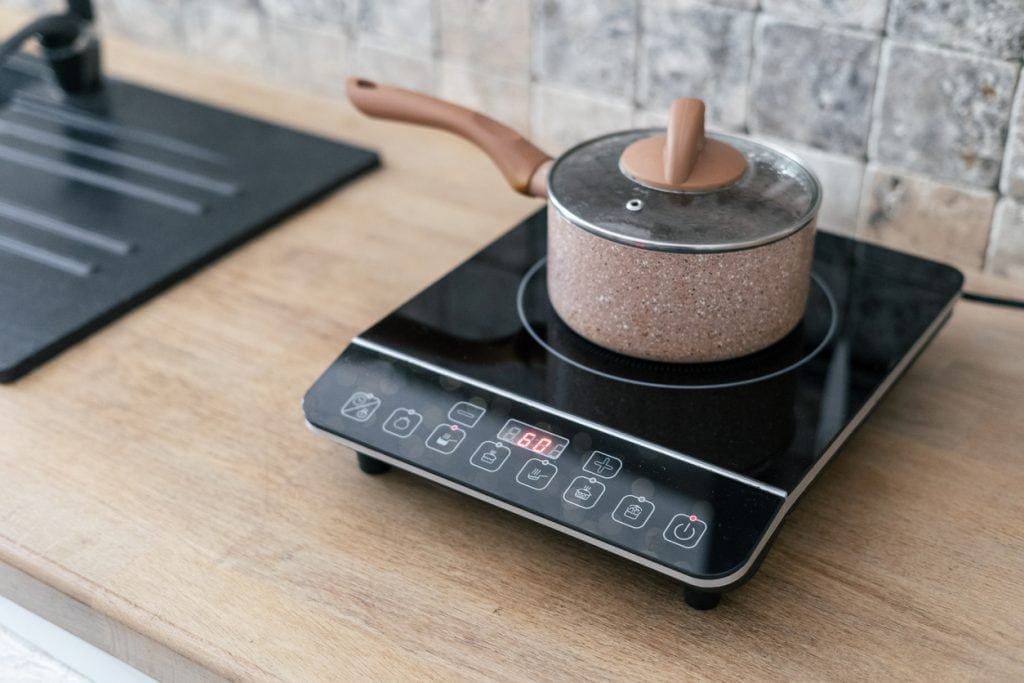 pot on a portable induction cooktop