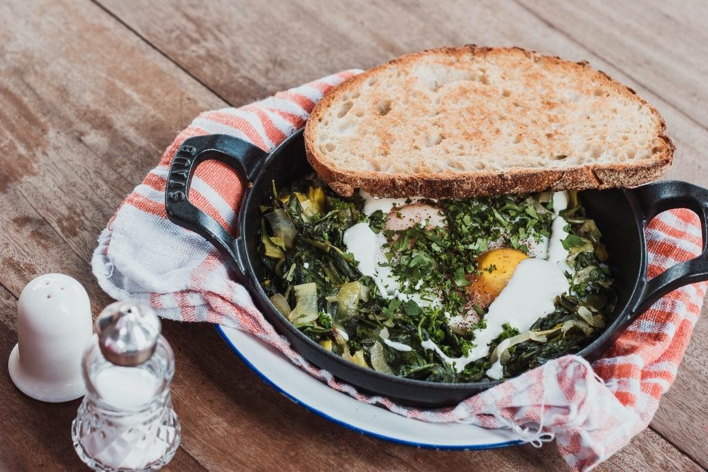 breakfast in a iron skillet