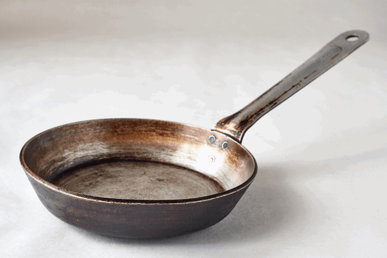 discolored stainless steel pan