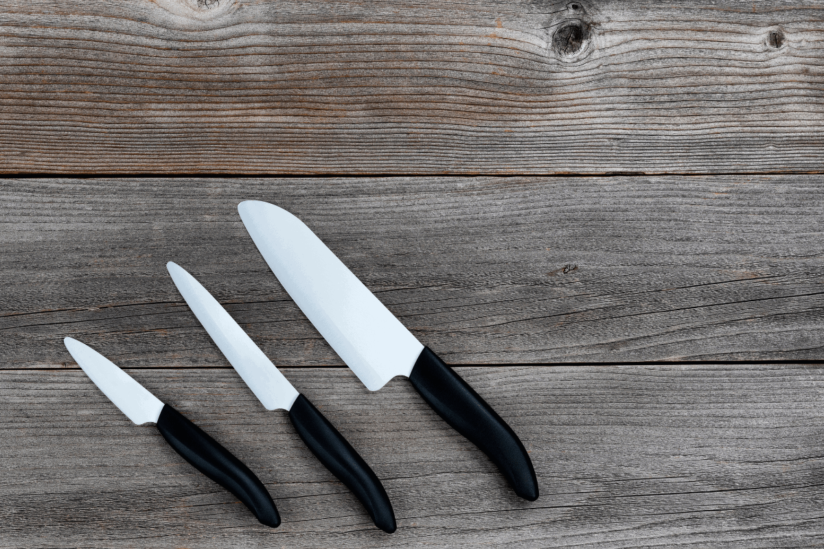 Revolution 3 Piece Ceramic Knife Set - 6 Chef's, 5 Micro Serrated Tomato  and 3 Paring - Black