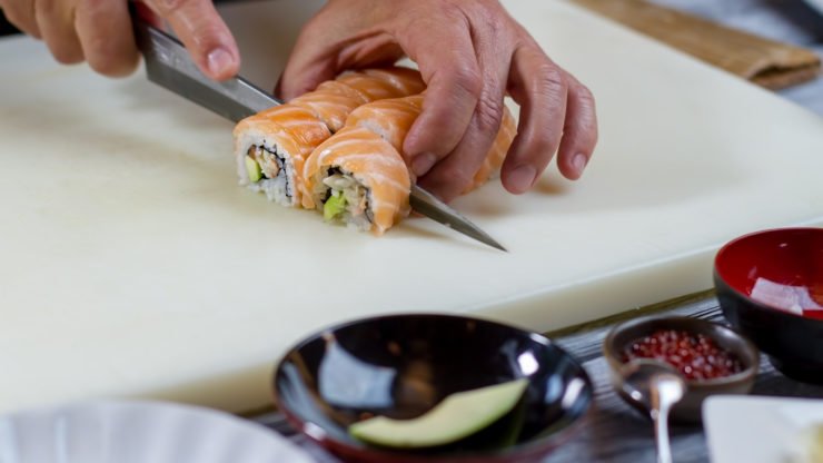 sushi knife with razor-sharp blade