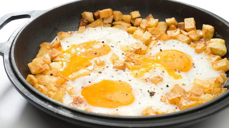 omelette in a fry pan
