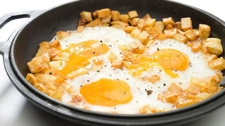 omelette in a fry pan