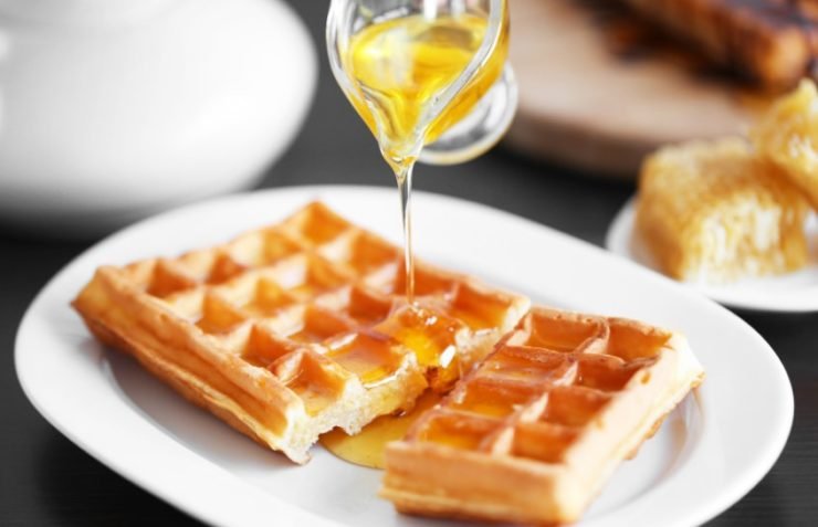 honey on a waffle