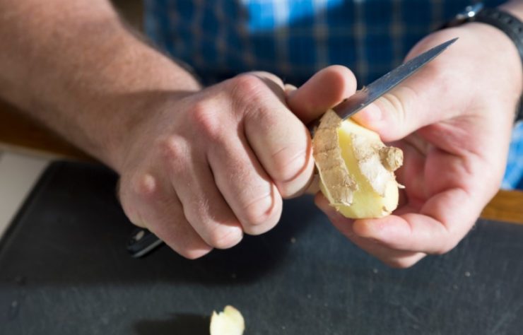 peeling ginger