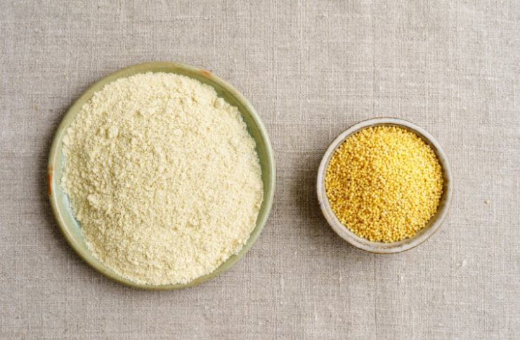 two bowls of millet flour 