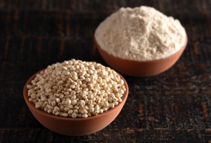 two bowls filled with sorghum flour