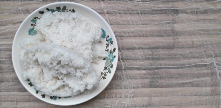 leftover rice on a plate