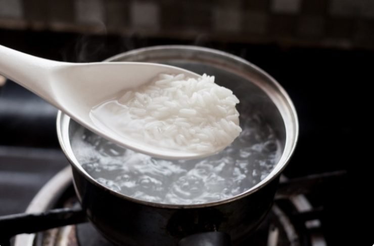 white rice cooked in a regular pot