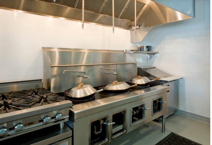 Commercial Kitchen with Woks