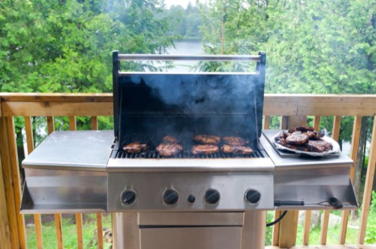 grilling steak on a gas grill