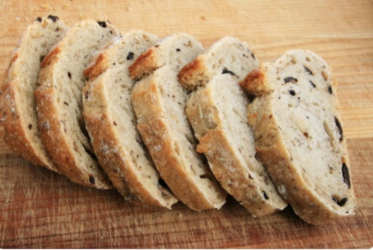 slices of bread on a wooden surface