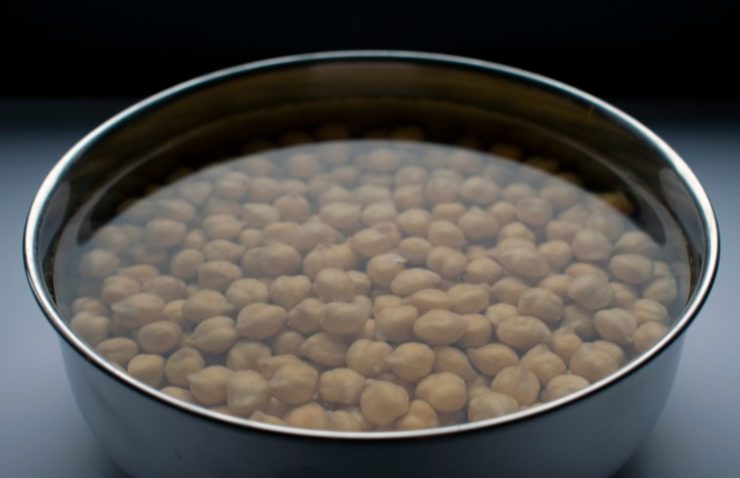 Chickpeas soaked in water