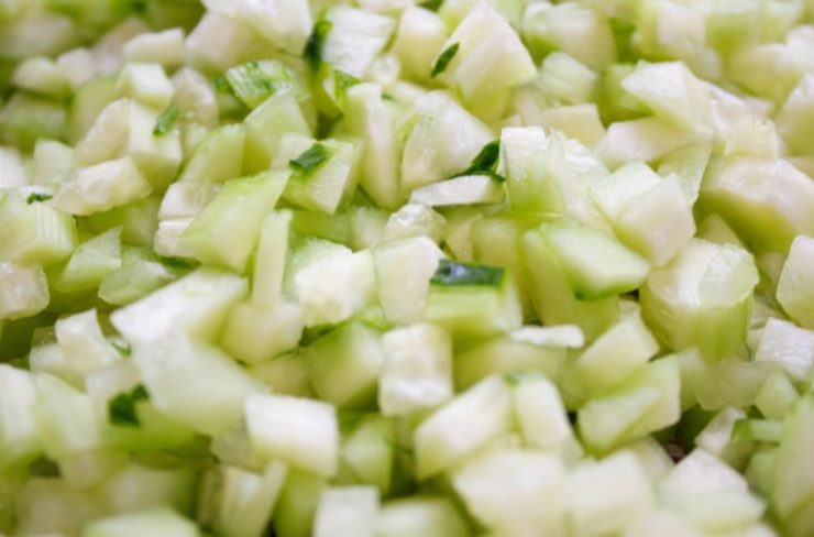 diced vegetables. cucumber