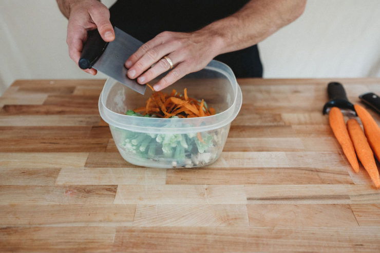 storing carrot peel in a container