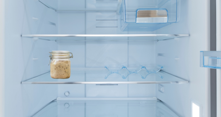jar of starter in the fridge