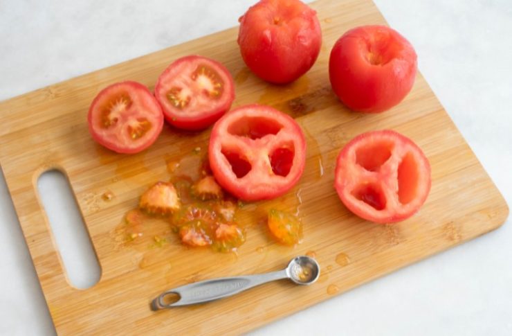 Seeding Peeled Tomatoes