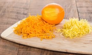 Cutting board with orange zest