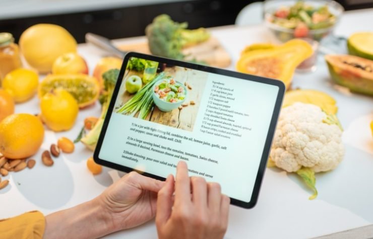 Cooking Food Using Recipe on a Digital Tablet