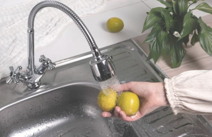 Woman washes limes