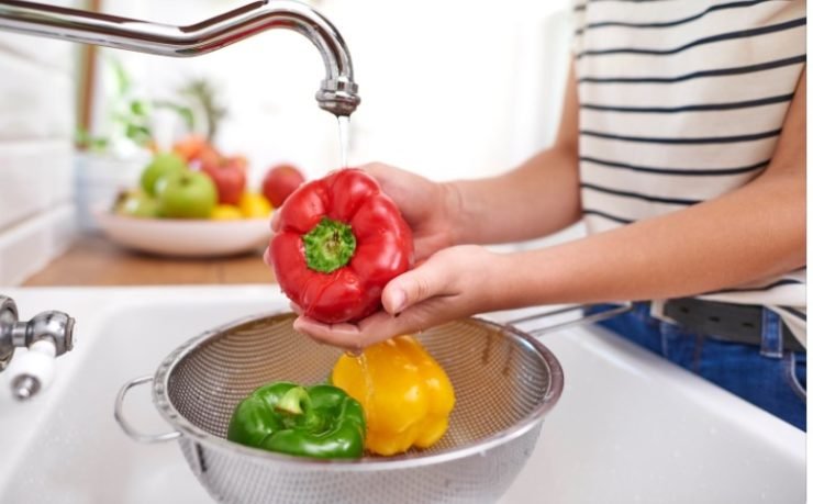 Washing Bell Peppers