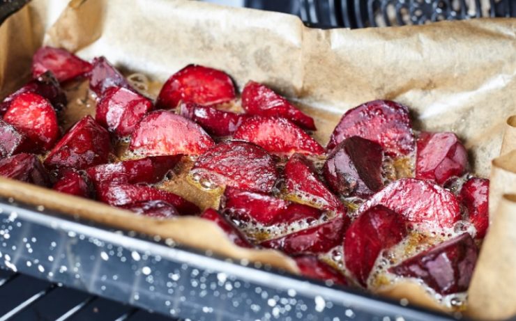 Baked beet inside oven