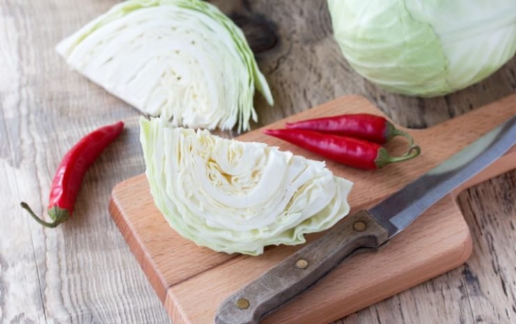 cabbage wedges cut