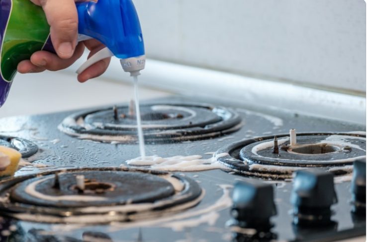 cleaning black stove