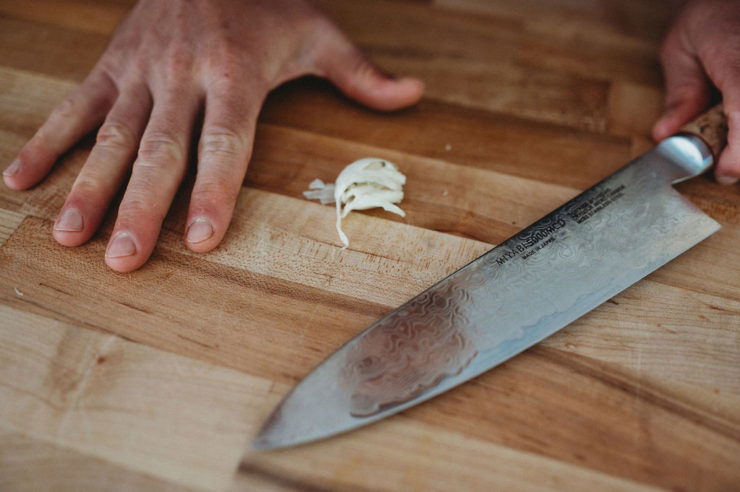 garlic after whacking it with a knife