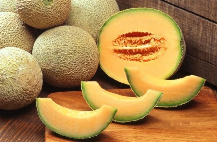 open melon on a market