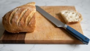 knife bread on a cuting board