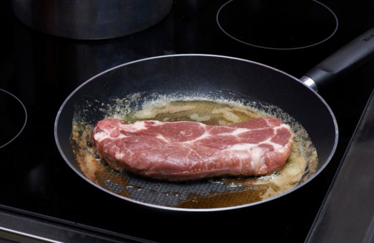 frying a steak