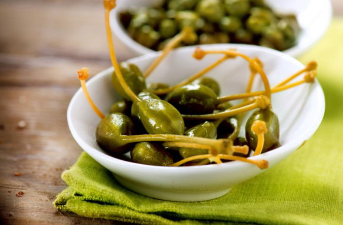 Capers Caperberries in Bowl