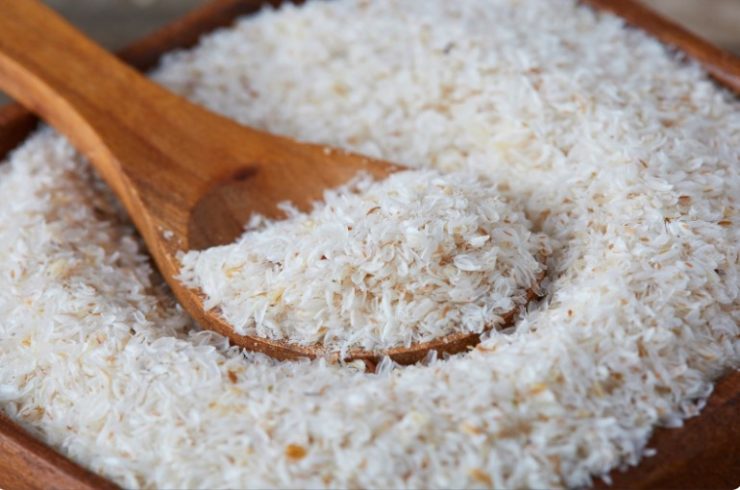 Psyllium Husk in  a wooden spoon