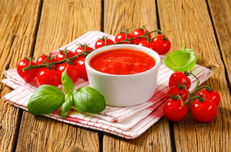 Tomato Puree in a white bowl