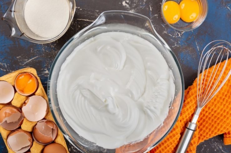 Whipped Egg Whites in a bowl 