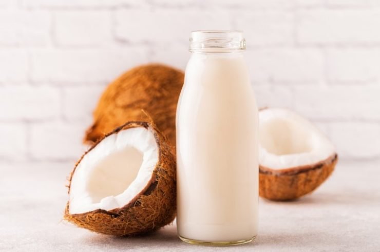 Bottle of Coconut Milk and Coconut