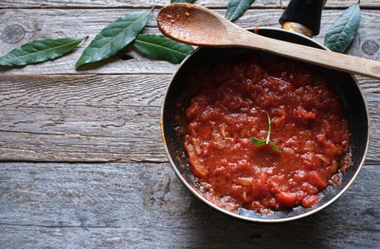 Homemade Crushed Tomato on Frying Pan