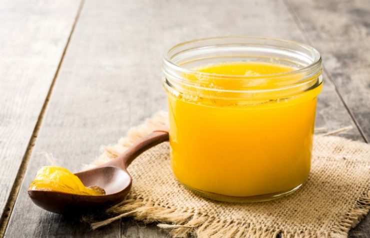 Ghee or clarified butter in jar