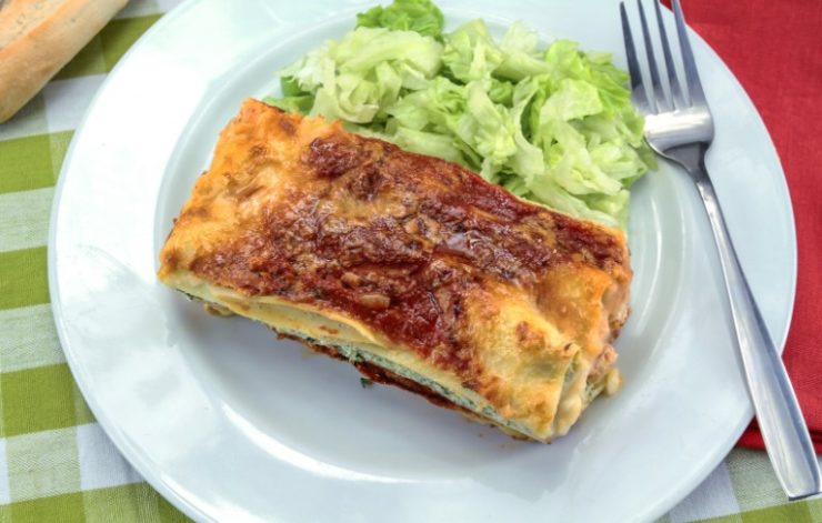 lasagna and salad