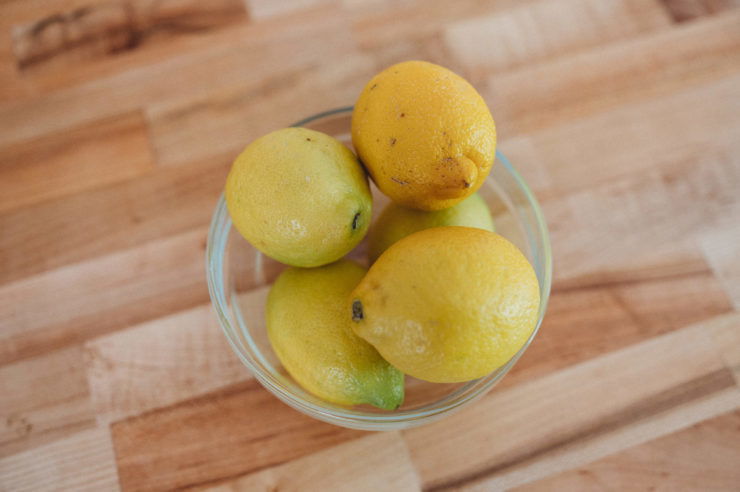 lemon bowl on a wooden surface