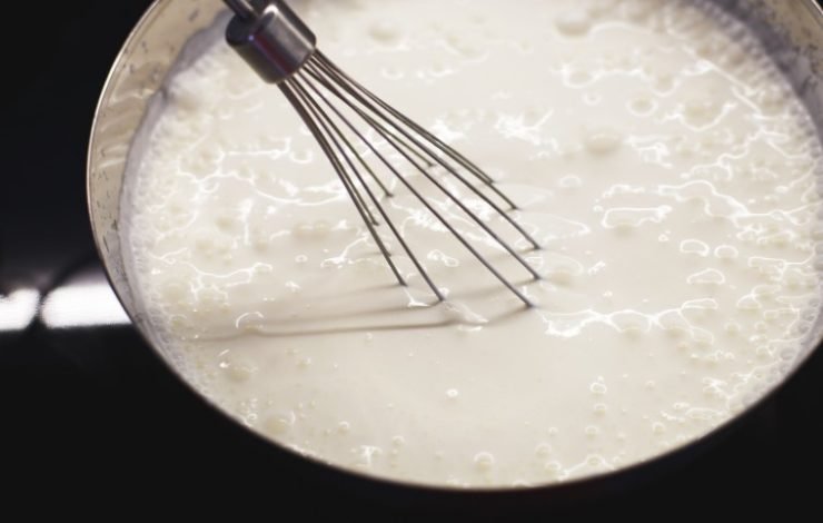 Whisking Cream in a Saucepan Up Close