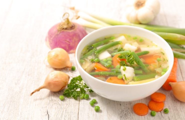 bowl of vegetable broth and ingredient