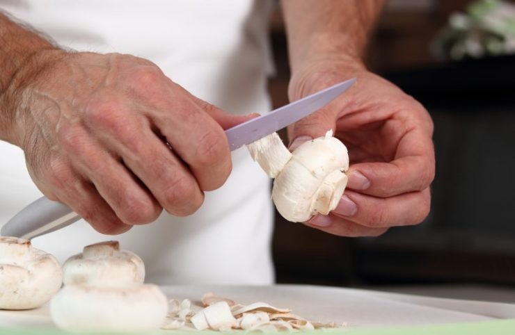 Peeling Mushrooms with a knife