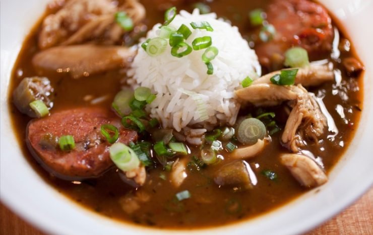 Chicken gumbo in a plate