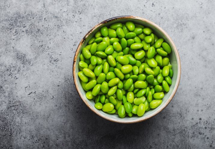 Green Edamame Soy Beans in a Bowl