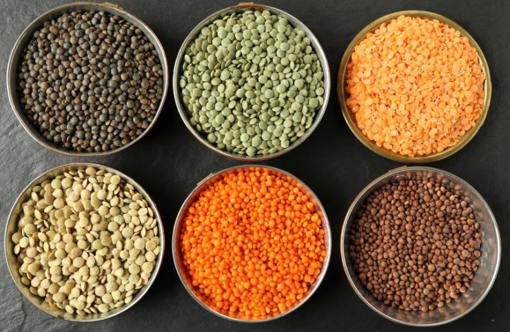 six types of Lentils 