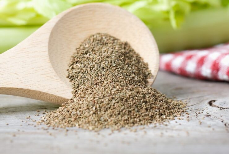 wooden spoon of celery seed